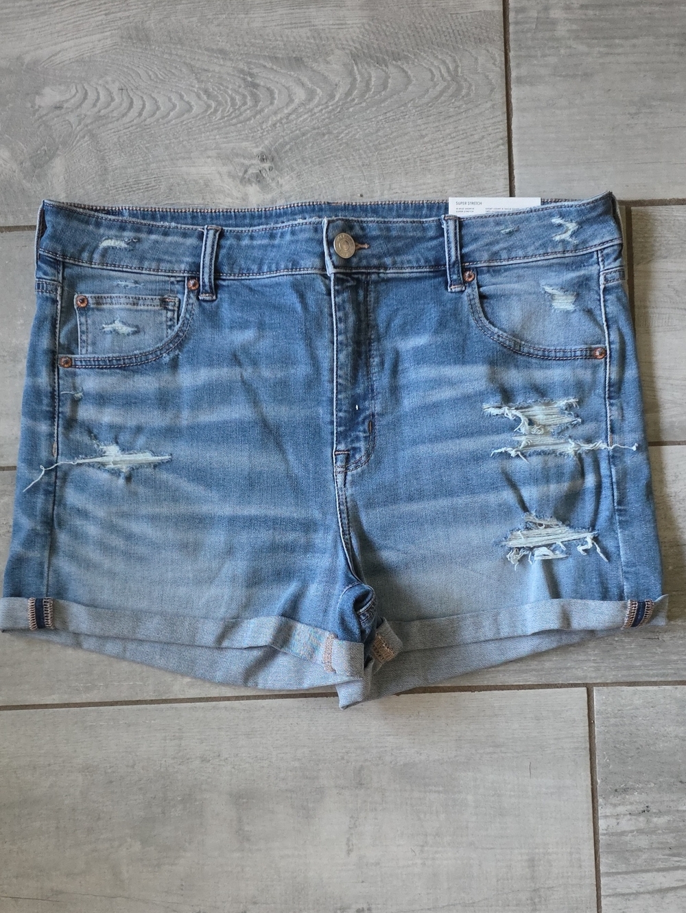 American Eagle Outfitters Light Blue Distressed Denim Shorts